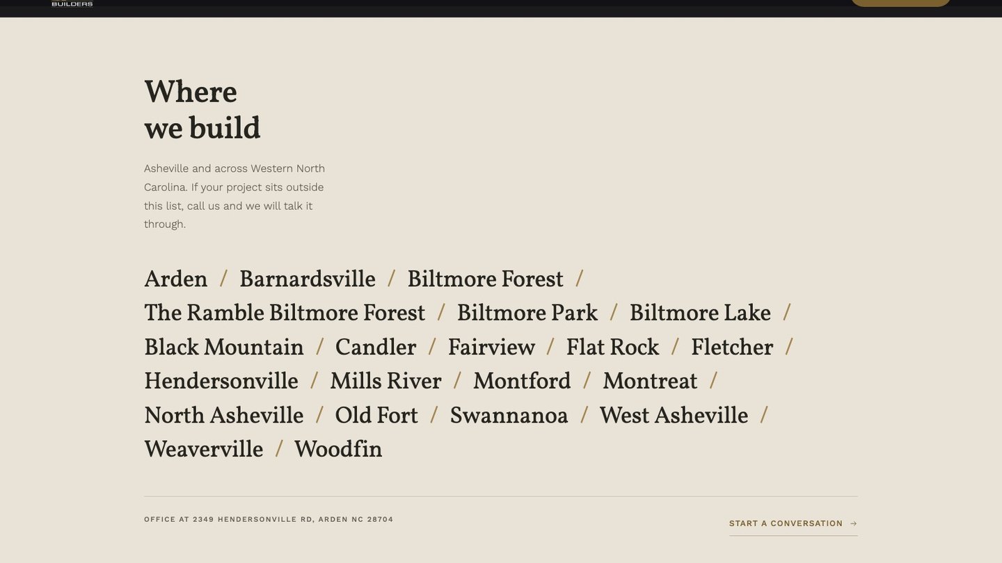 The where we build section of the new homepage